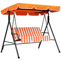 3 Seater Garden Swing Chair with Adjustable Canopy and Cushions for Outdoor Relaxing, Orange & White Outsunny