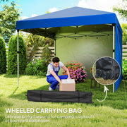Blue 3 x 3m Pop Up Gazebo with Sidewalls Leg Weights and Wheeled Bag UPF 30+ by Outsunny