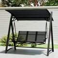 Garden Swing Seat for 3 with Adjustable Sun Shade and Breathable Fabric Grey Outsunny