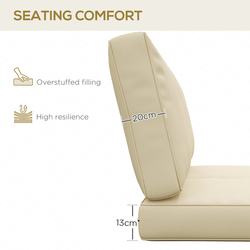 Beige 2 Seater Garden Chair Cushion Set for Indoor or Outdoor Use with Padded Support