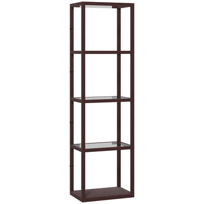 LED Floor Lamp with 4 Glass Shelves Dimmable Standing Light for Living Room Dark Brown