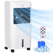Portable Evaporative Air Cooler with 15L Tank Remote Control and Timer for Home Office, White