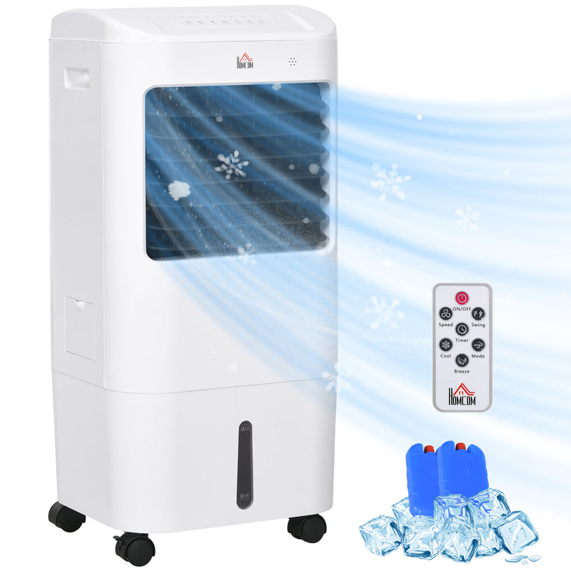 Portable Evaporative Air Cooler with 15L Tank Remote Control and Timer for Home Office, White