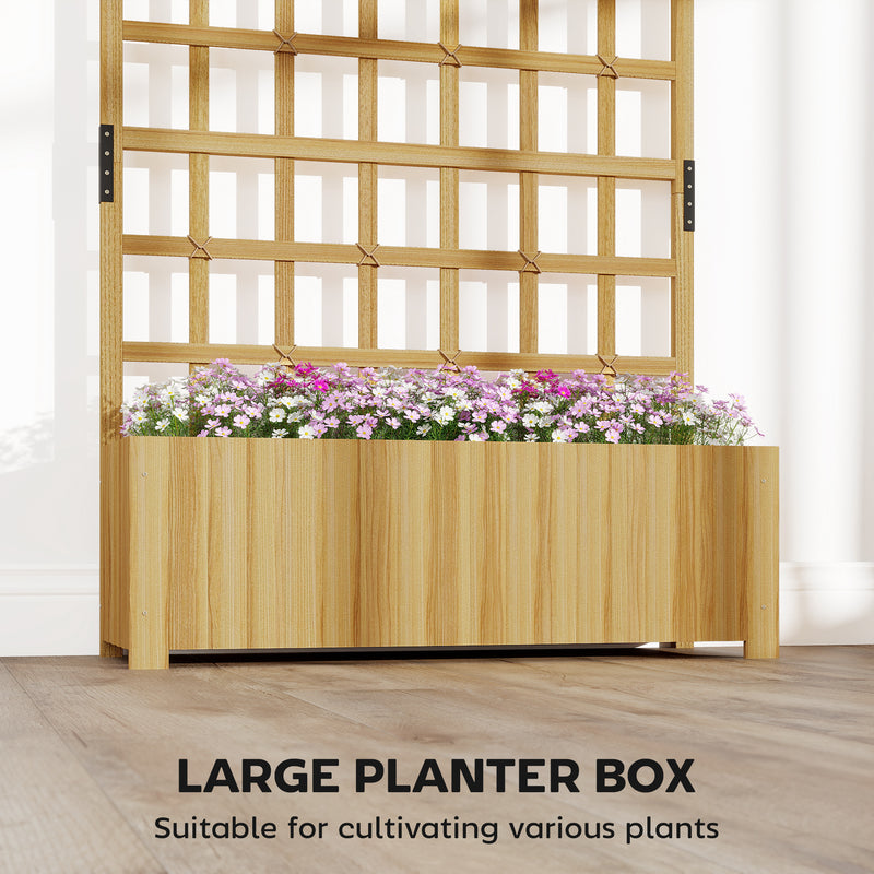 Wooden Raised Garden Planter With Trellis Ideal For Climbing Plants And Herbs Natural Outsunny