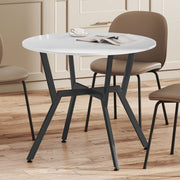 Round High Gloss Dining Table With Metal Legs Ideal For Kitchen Or Living Room White