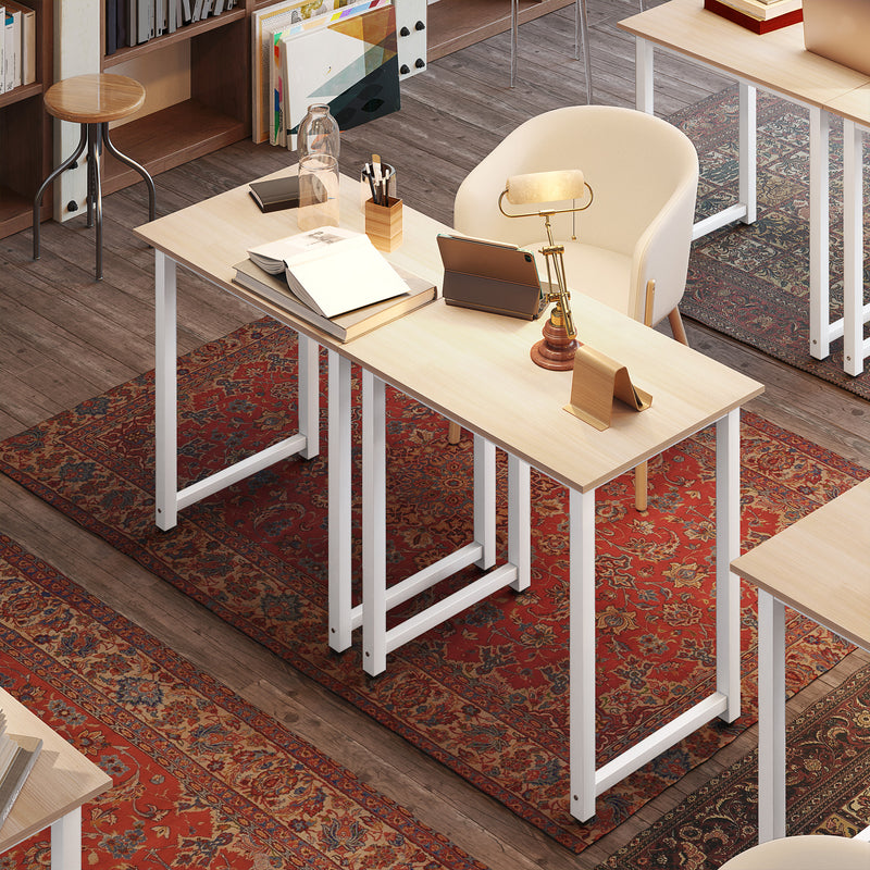 White Computer Desk 80cm Home Office Workstation with Metal Frame Easy Assembly by HOMCOM