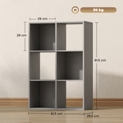 6 Cube Storage Bookshelf With Open Shelves For Home Or Office Organisation Light Grey