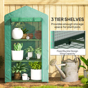 3 Tier Portable Mini Greenhouse With Roll Up Door and Shelves For Garden Use Green AOSOM