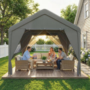 3x3m Garden Gazebo with Double-Layer Walls for Privacy and All-Weather Shelter, Dark Grey Outsunny