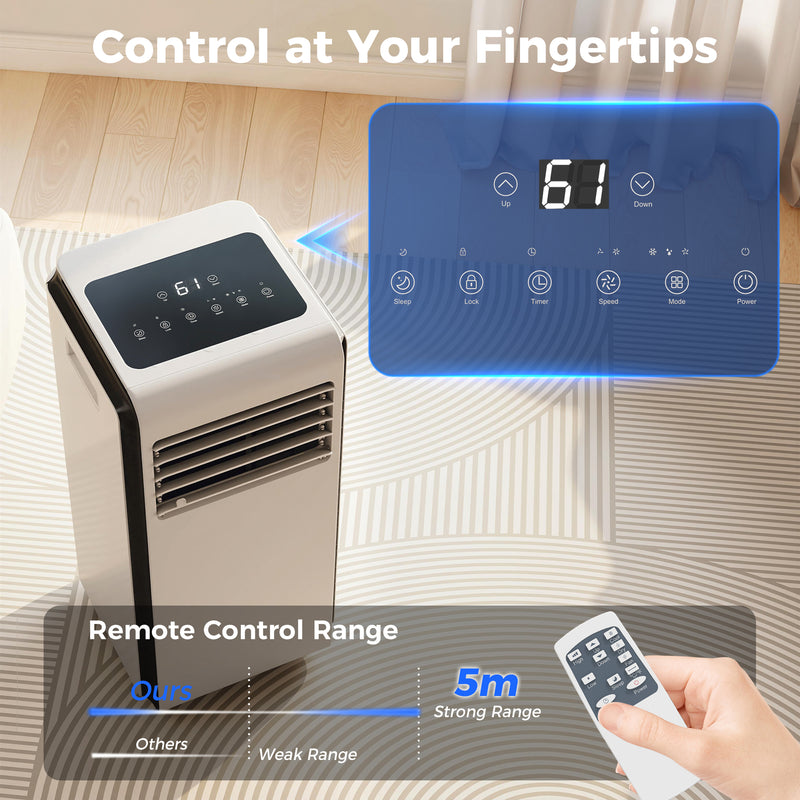 Portable Air Conditioner for Bedrooms and Living Rooms with 4-in-1 Cooling and Dehumidifier White Homcom