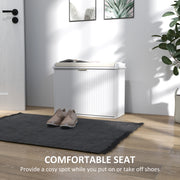 White Shoe Storage Bench with Padded Seat and Six Compartments by HOMCOM