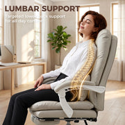 Ergonomic Office Chair With Reclining Backrest and Lumbar Support for Home Working Khaki Homcom