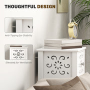 Set of Two White Floral Cut-Out Side Tables Elegant and Stylish by HOMCOM