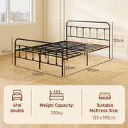 Double Metal Bed Frame with Strong Support for Modern Bedrooms Black
