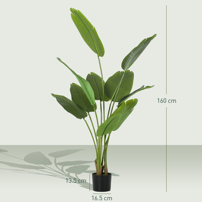 Tall Artificial Bird of Paradise Plant With Lifelike PEVA Leaves for Home or Office Green