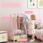 Kids Clothing Rail with Hangers and Storage Shelf Star Design for Bedroom Ages 3 to 6 Pink AOSOM