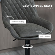 Set of 2 Adjustable Swivel Bar Stools with Backrest for Kitchen or Home Bar Dark Grey