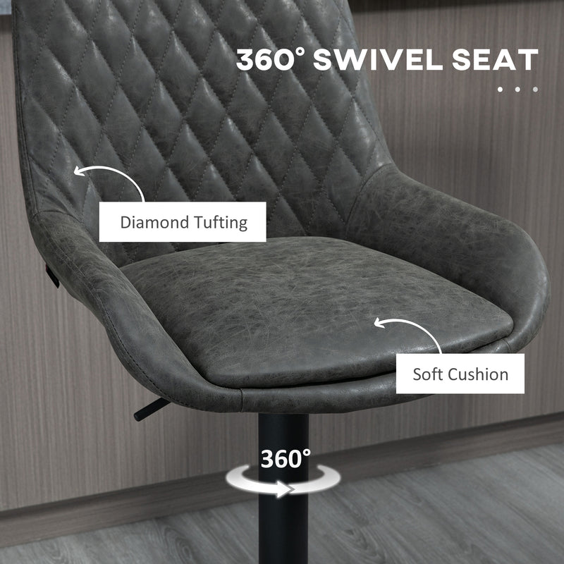 Set of 2 Adjustable Swivel Bar Stools with Backrest for Kitchen or Home Bar Dark Grey