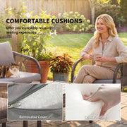 Rattan Garden Furniture Set with Sofa Armchairs and Coffee Table for Outdoor Relaxing, Grey Outsunny