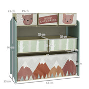 Kids Toy Storage Unit with 6 Fabric Bins Ideal for Bedrooms and Playrooms, Green