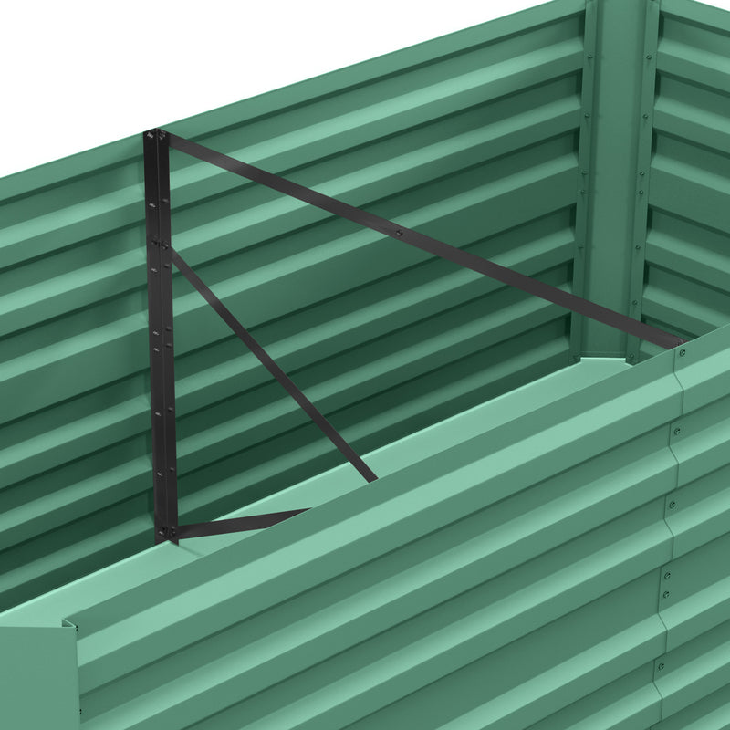 Galvanised Steel Raised Garden Bed With Reinforced Frame For Outdoor Planting Light Green AOSOM