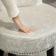 Beige Ice Velvet Dressing Table Stool with Rubber Wood Legs for Bedroom or Living Room by HOMCOM
