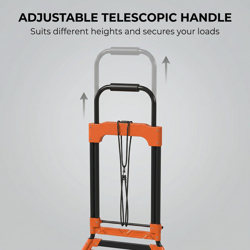 Stair Climbing Folding Trolley for Easy Shopping and Box Transport Black Orange
