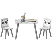 Grey Kids Table and Chair Set with 2 Chairs for Ages 3-8 Years by ZONEKIZ