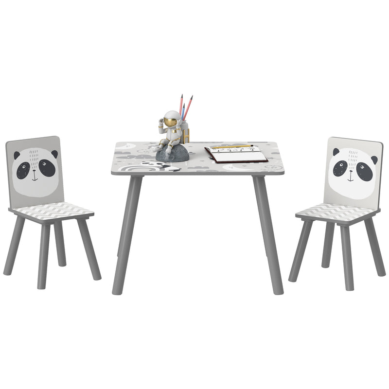 Grey Kids Table and Chair Set with 2 Chairs for Ages 3-8 Years by ZONEKIZ