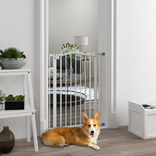 Extra Tall Pressure Fit Safety Dog Gate Auto Close for Stairs and Doorways White