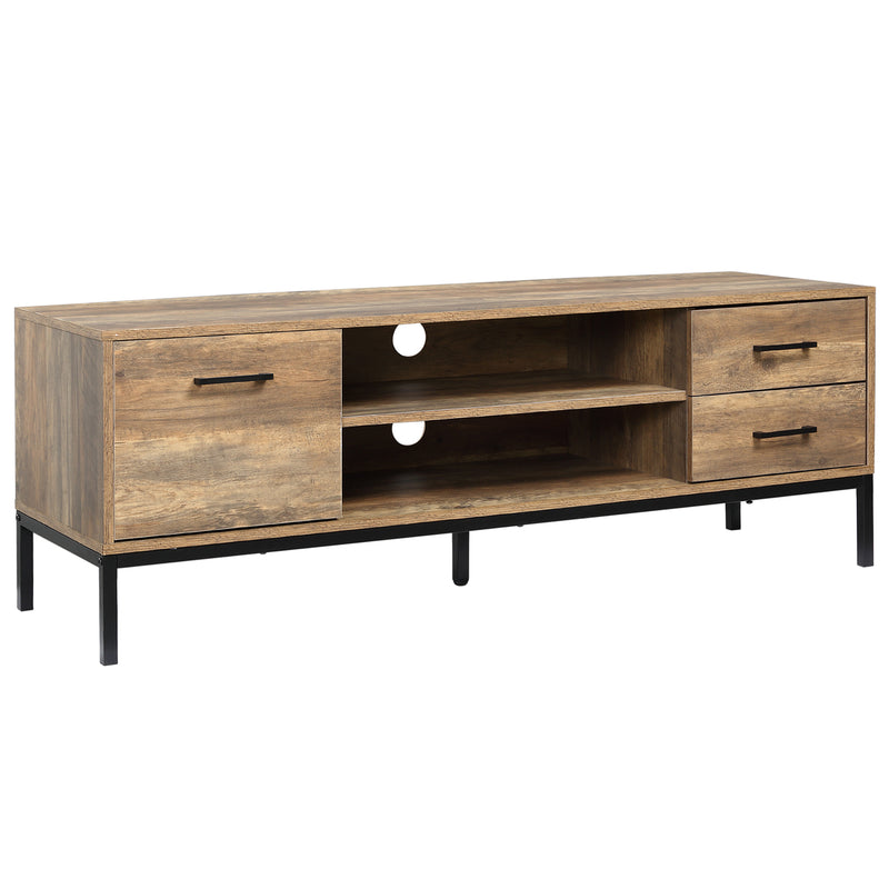 Light Industrial Style TV Stand Cabinet with Storage For 50" TVS Brown and Black by HOMCOM