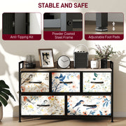 5 Drawer Chest of Drawers with Spacious Storage for Bedroom or Hallway, White