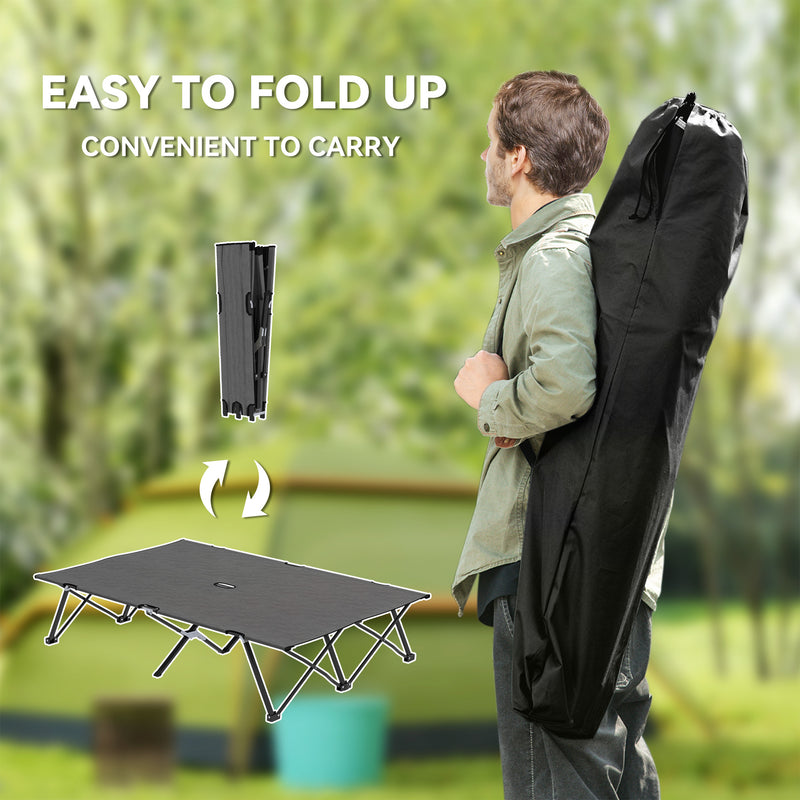 Double Folding Camping Bed for Two Adults Raised Off Ground Charcoal Grey