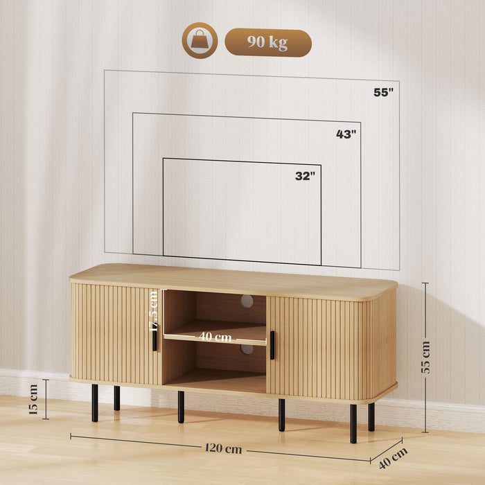 Oak TV Stand Cabinet for TVs up to 55 Inches with Storage Shelves and Cupboard by HOMCOM