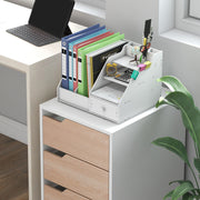 Oak 3 Drawer Mobile Filing Cabinet with Wheels for Home Office Organisation