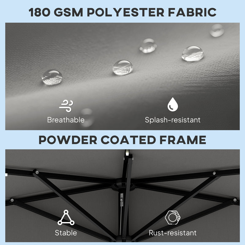 Half Garden Parasol With Solar Lights for Balcony or Small Patio with Adjustable Shade, Dark Grey