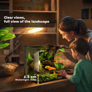 Reptile Glass Terrarium with Lock Front Ventilation and Stone Background 30cm Black