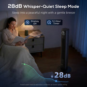 Tower Fan for Quiet Energy Efficient Cooling with 12 Speeds and Slim Design Black AOSOM
