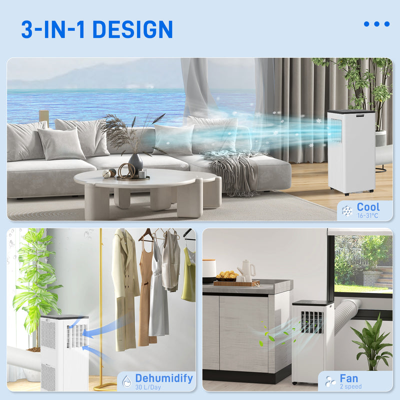 7000 BTU Portable Air Conditioner with App Control Cools Rooms Up To 15m² White