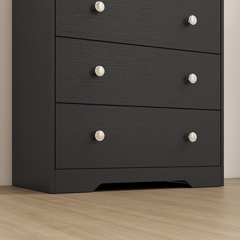 Slim Chest of Drawers for Small Bedrooms with Open Shelf and 4 Deep Drawers