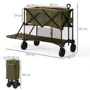 Grey Double Decker Folding Trolley Wagon 200kg Capacity for Camping and Festivals