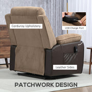 Brown Electric Lift Recliner Armchair for Elderly with Remote USB and Storage by HOMCOM
