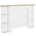 White Radiator Cover Cabinet with Open Shelves Ideal for Living Room or Hallway, 124W x 19D x 83H cm Homcom