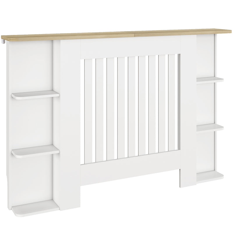 White Radiator Cover Cabinet with Open Shelves Ideal for Living Room or Hallway, 124W x 19D x 83H cm