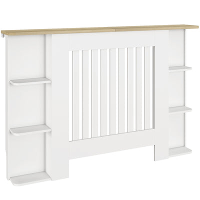 White Radiator Cover Cabinet with Open Shelves Ideal for Living Room or Hallway, 124W x 19D x 83H cm Homcom