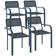 Set of 4 Stackable Rattan Effect Garden Chairs with Armrests Weather Resistant by Outsunny