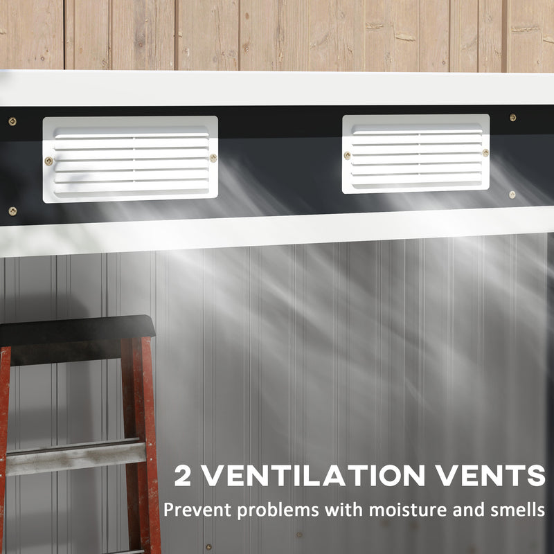 7x4 Galvanised Steel Garden Shed With Foundation Kit Dark Grey by Outsunny