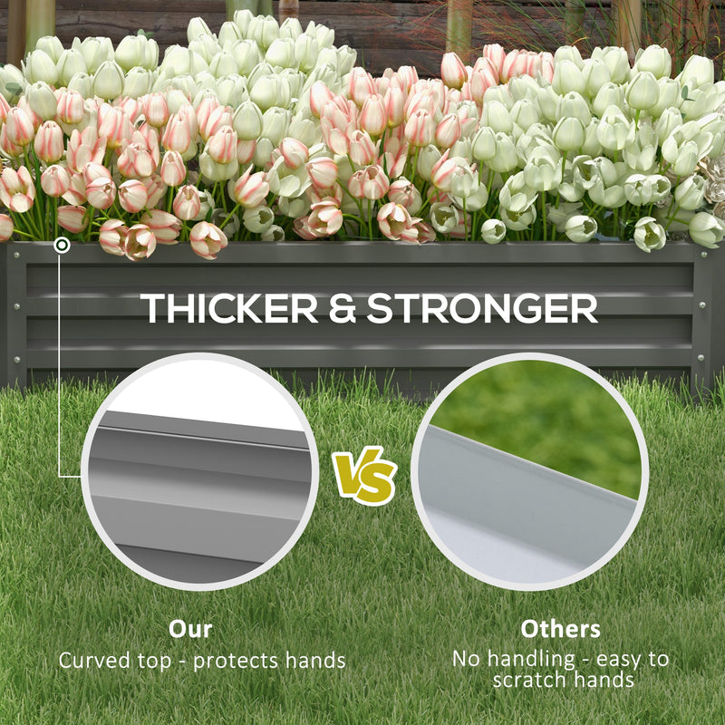 Light Grey Steel Raised Garden Bed for Vegetables Herbs and Flowers 120 x 60 x 30 cm