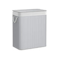 Grey Bamboo Laundry Basket, 2 Sections by Songmics Songmics