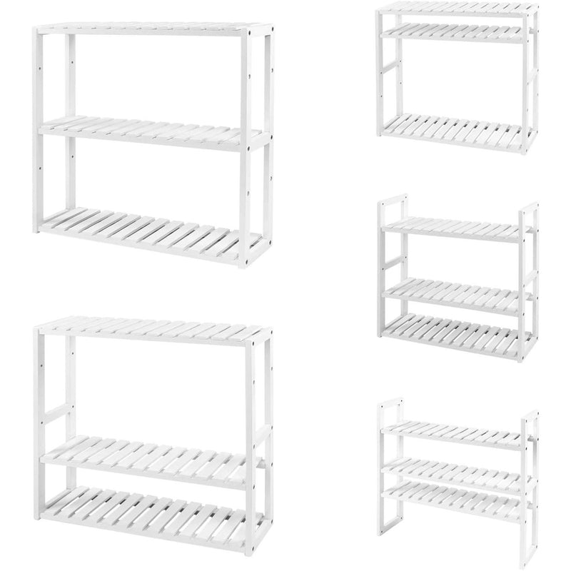 White Bamboo Shelves for Bathroom 3 Tier by Songmics